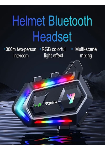 Y2-Max Rgb 4XEG Ses Ipx6 Su Geçirmez İntercom 5.3 Bluetooth Kask Kulaklığı