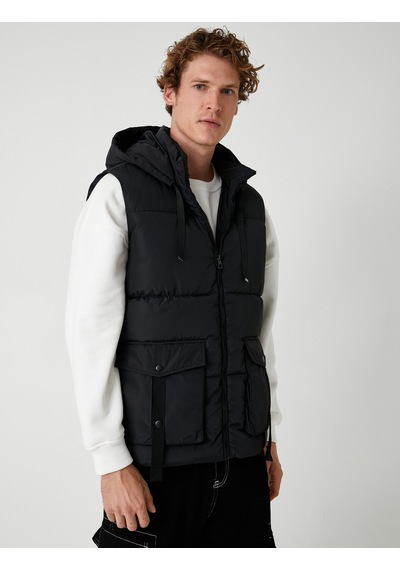 Koton Şişme Yelek Slim Fit Fermuarlı Siyah 5wam20042hw Siyah