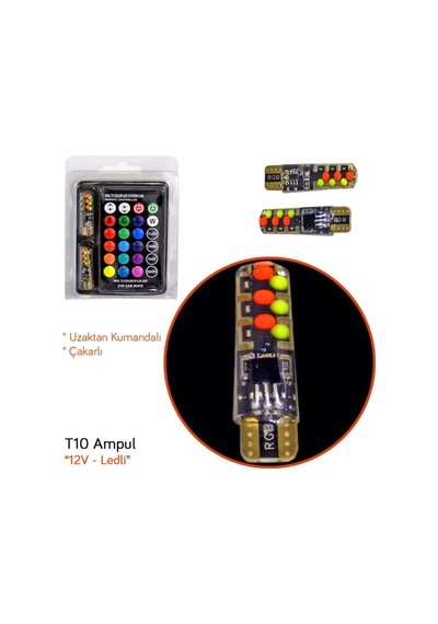 CARUB Ampul12v T-10 Çakarlı Kumandalı Yeni Nesil