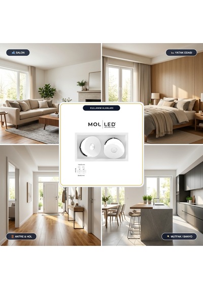 Molled Milano Serisi 2x8w İkili Sıva Altı Led Spot Beyaz Kasa 3000k - Mol3404-2