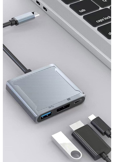 Typec Display Port Hub Adapter Typec To Displayport Pd100w Şarj Adaptörü 3in1 Çevirici