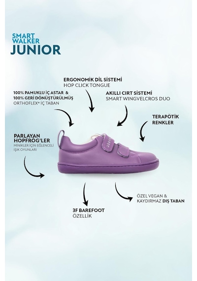 Smart Walker Junior Mor Işık Barefoot Çocuk Ayakkabı-mor Işık