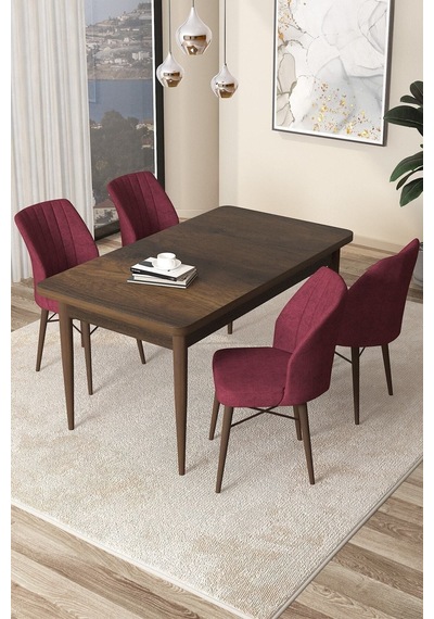 Canisa Concept Arp Serisi Sabit Mutfak Masası Takımı 70x110 Barok Desen Masa 4 Bordo Sandalye Beyaz Canisa Concept Arp Serisi Sabit Mutfak Masası Takımı 70x110 Barok Desen Masa 4 Bordo Sandalye Beyaz