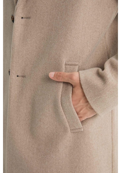Defacto Relax Fit Ceket Yaka Düğmeli Cepli Kışlık Kaşe Parka Y8903az25aubg659 Bej-bg659