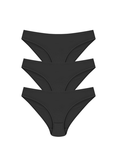 Casual Lingerie Papatya %100 Pamuk Bikini Model  3'Lü Paket Siyah Kadın Külot Siyah