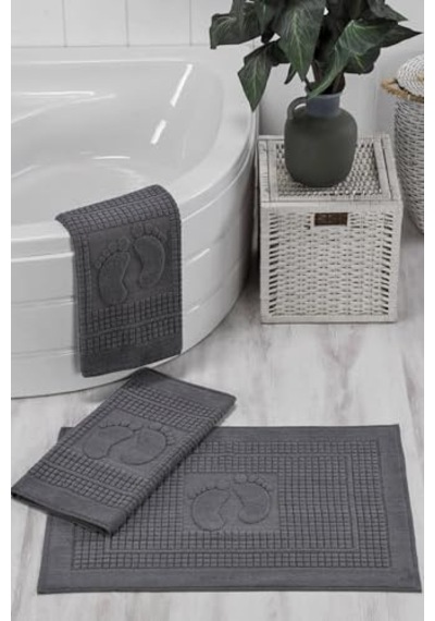 3'lü Banyo Ayak Havlusu%100 Pamuklu 50x70 Cm Nice Açık Gri