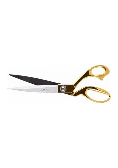 Taksun Profesyonel Makas, No.1250, Paslanmaz Çelik, Karton, Kumaş Kesimi, Ergonomik, Yüksek Kalite, Uzun Ömürlü, Hassas Kesim, Terzi Makası, Gold, 10"
