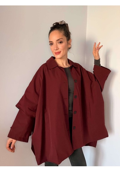 Ali Butik Bordo Panço Model Trençkot Bordo