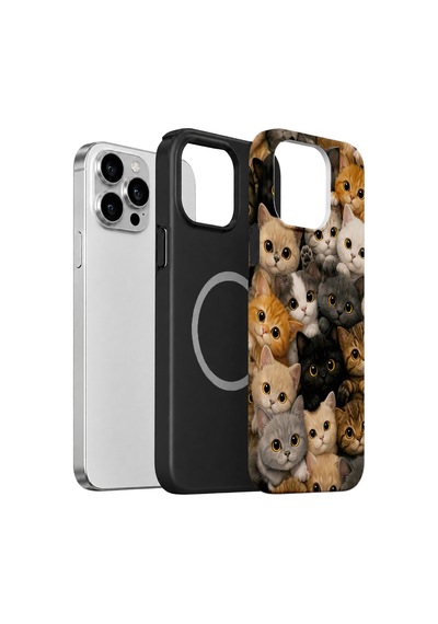 Velvoria Valestra Kedi Kalabalığı Apple iPhone Uyumlu 13 Pro Max Magsafe Koruma Kılıfı Valestra Magline - Kedi Kalabalığı