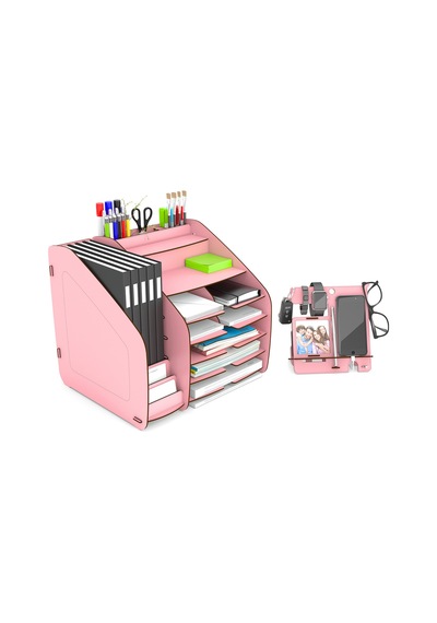 Fx-xl Modest - 6 Renk - A4 Evrak Rafı Masaüstü Organizer Pembe - 39484074 Pembe