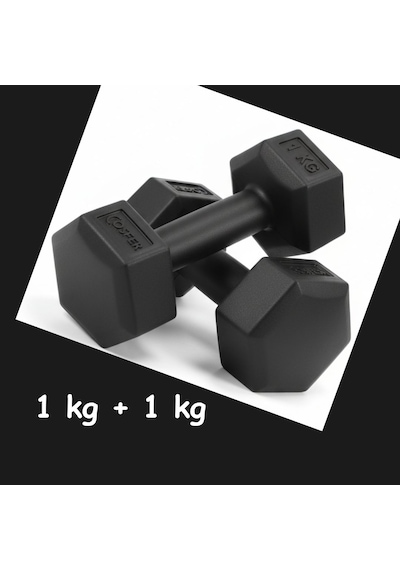 1 Kg + 1 Kg Plastik Dambıl 1 Kilo Siyah Renk