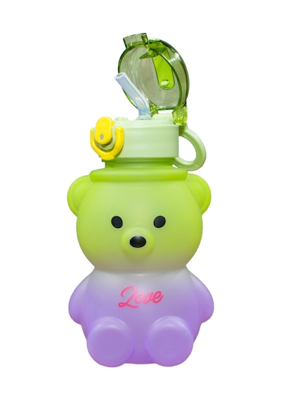 Ayıcık Desenli 800 Ml Su Matarası Bpa Içermez Okul Ve Spor Için Suluk Sticker Hediyeli Mor Plast Diğer