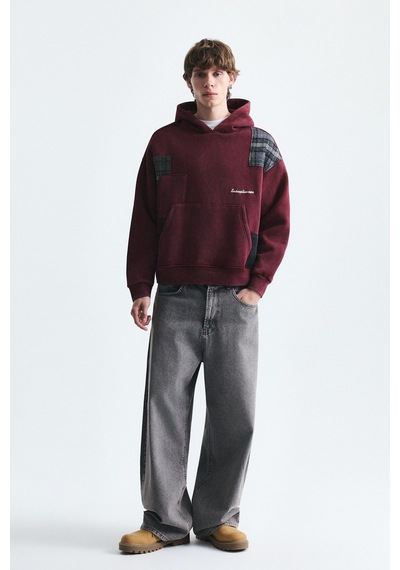 Vamos Boxy Fit Yama Detaylı Sweatshirt Bordo