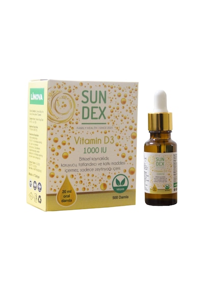 Sundex Vitamin D3 1000 Iu 500 Damla 20 Ml Bitkisel Kaynaklı