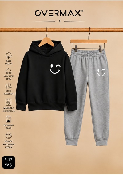 Overmax Çocuk Smile Baskılı Kapüşonlu Eşofman Takımı - 3-12 Yaş Siyah Üst-gri Alt - 919385509 Siyah Üst-gri Alt Overmax Çocuk Smile Baskılı Kapüşonlu Eşofman Takımı - 3-12 Yaş Siyah Üst-gri Alt - 919385509 Siyah Üst-gri Alt