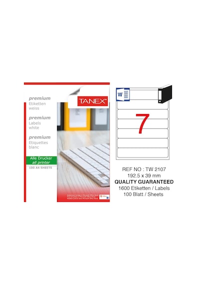 Tanex Tw-2107 Laser Etiket 100'lü Paket