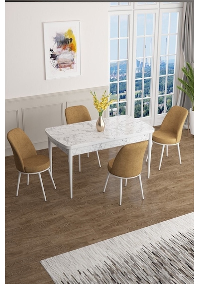 Canisa Concept Han Serisi 70x114, Açılabilir Mdf Mutfak Masa Takımı, Beyaz Mermer Desen Masa 4 Cappucino Sandalye Masa Beyaz Mermer Desenli Sandalyeler Cappucıno Canisa Concept Han Serisi 70x114, Açılabilir Mdf Mutfak Masa Takımı, Beyaz Mermer Desen Masa 4 Cappucino Sandalye Masa Beyaz Mermer Desenli Sandalyeler Cappucıno