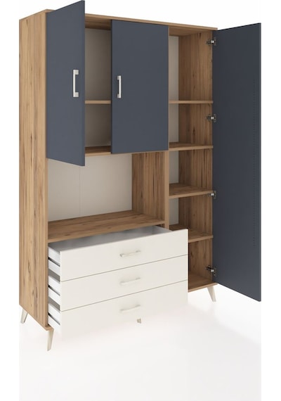 Hyperion Dolap 7 Raflı 3 Çekmeceli 3 Kapaklı 132x44x195 Çam-antrasit/aytaşı Antrasıt/aytası Hyperion Dolap 7 Raflı 3 Çekmeceli 3 Kapaklı 132x44x195 Çam-antrasit/aytaşı Antrasıt/aytası