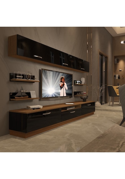 Decoraktiv Trendstyle 8y Slm Tv Ünitesi Tv Sehpası Ceviz - Siyah