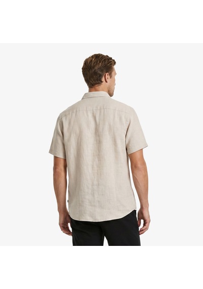 Nautica Erkek Bej Regular Fit Kısa Kollu Keten Gömlekdüzw65100t
