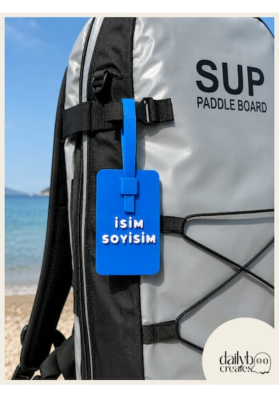Dailyboo Creates Mavi Kişiye Özel İsimlik Bagaj Etiketi-paddle Board Sup Çanta & Valiz İsim Etiketi-kilitli Sistem Özel Tasarım Bagaj Tag