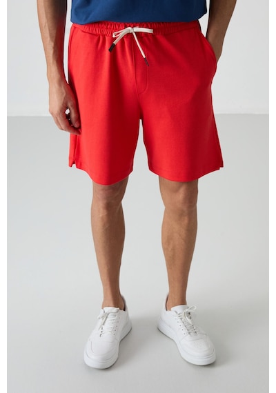 Air Jones Tommy Life Fiesta Pamuklu Kalın Yumuşak Dokulu Comfort Fit Basic Erkek Şort - 81274 Kırmızı