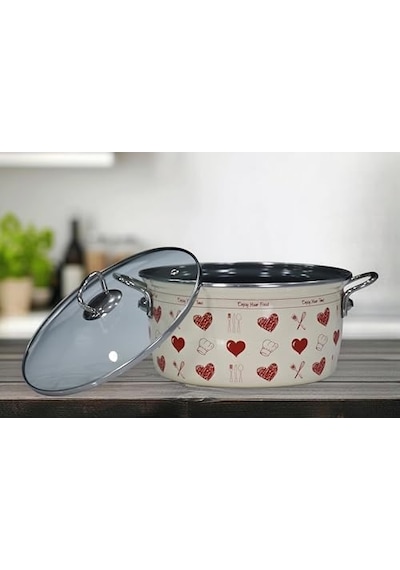 Kırmızı Emaye Kızartma Tenceresi 22 Cm 12v