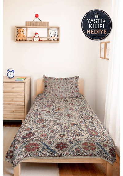 Şal Desenli Bohem Krem Tek Kişilik Pike Takımı - Etnik Çiçekli Mavi Kiremit 160x220 Cm Yatak Örtüsü Kırçıllı Örtü Sükuneti Şal Desenli Bohem Krem Tek Kişilik Pike Takımı - Etnik Çiçekli Mavi Kiremit 160x220 Cm Yatak Örtüsü Kırçıllı Örtü Sükuneti