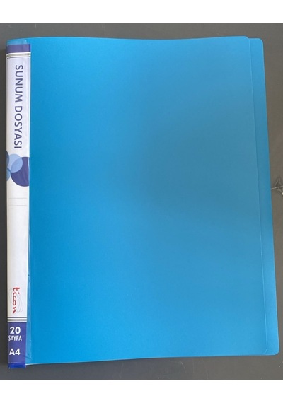 Ticon Sunum Dosyası A4 20 Sayfalık Mavi Şeffaf Kapaklı Takvimli Dosya 124-Pembe