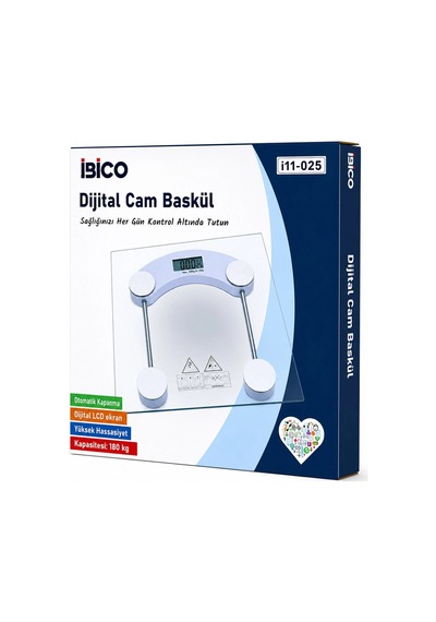 Dijital - Pilli Kare Banyo Baskül Terazi Tartı Lcd Ekran 180kg/0.1g 30x30 CM İ11-025 5047
