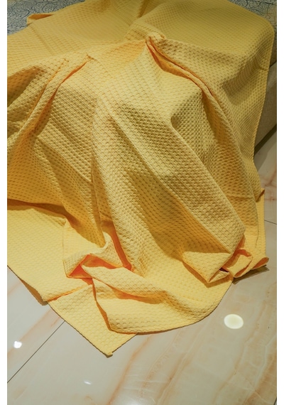 Sofline Premium %100 Pamuk Tek Kişilik Yazlık Pike, Yatak Örtüsü, Terletmez Kumaş Güneş Sarısı 160x240cm Açık Sarı
