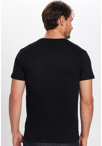Tudors Erkek Slim Fit Dar Kesim Pamuk Yumuşak Dokulu Siyah V Yaka Tişört-32120 3XL