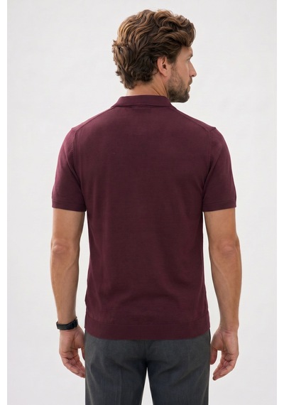 Tudors Erkek Slim Fit Dar Kesim Pamuklu Örme Triko Fermuarlı Bordo Polo Yaka Tişört-42601 Tudors Erkek Slim Fit Dar Kesim Pamuklu Örme Triko Fermuarlı Bordo Polo Yaka Tişört-42601