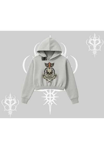 Startmore Kapşonlu Crop Sweatshirt Sword Knight Skull Impossible Street Creed Gri Startmore Kapşonlu Crop Sweatshirt Sword Knight Skull Impossible Street Creed Gri