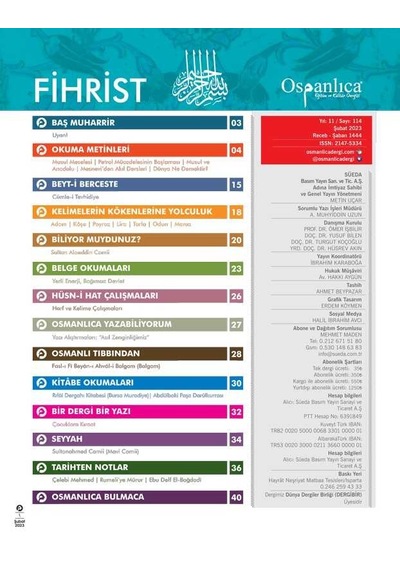 Şubat 2023 Osmanlıca Dergisi