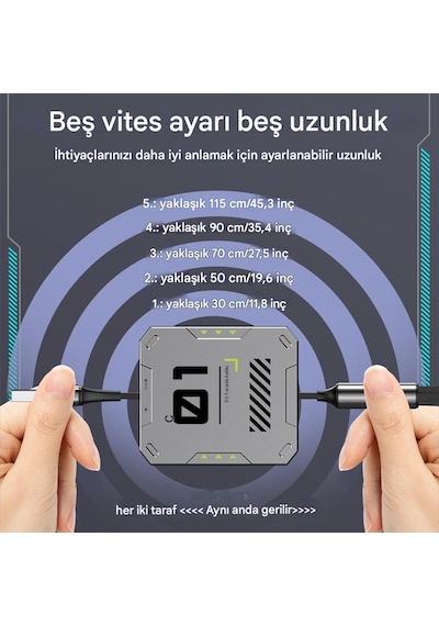 Zuidid - Fc151 - 3 Ü 1 Arada 100w 3a Hızlı Şarjlı 1.2 Metre Geri Çekilebilir Çoklu Şarj Kablosu (Şarj Kablosu)-Evet