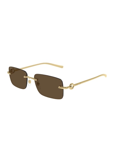 Gucci Gg 1703s 004 55 Unisex Dikdörtgen Gold Metal Güneş Gözlüğü Altın