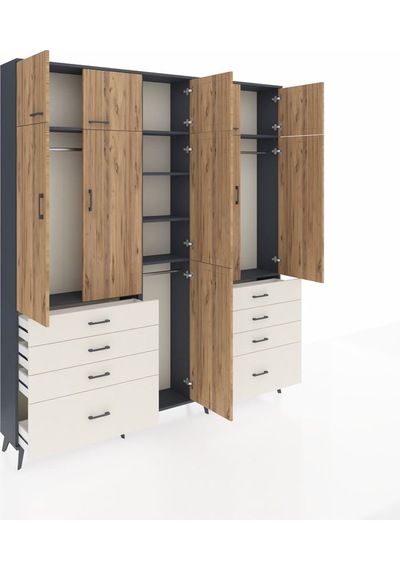 Arges Dolap 8 Raflı 8 Çekmeceli 3 Askılı 220x30x243 Antrasit-çam/aytaşı Atlas Çam/aytası Arges Dolap 8 Raflı 8 Çekmeceli 3 Askılı 220x30x243 Antrasit-çam/aytaşı Atlas Çam/aytası