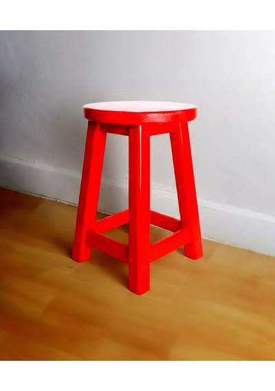 Ahşap Tabure 45 Cm / Arbrestore Kırmızı