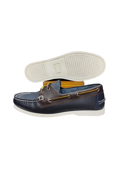 King Paolo King Shoes Lacivert Kahve Tımbırlant Erkek Ayakkabı