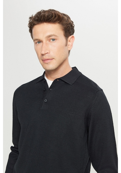 AC&Co / Altınyıldız Classics Erkek Sıyah Yünlü Standart Fit Normal Kesim Polo Yaka Basic Triko Kazak SIYAH AC&Co / Altınyıldız Classics Erkek Sıyah Yünlü Standart Fit Normal Kesim Polo Yaka Basic Triko Kazak SIYAH