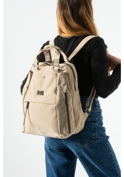 Baginn Nubuk-süet Dokulu Kadın Sırt Çantası Vegan Deri 35 29 Cm İster Elde İster Sırtta Fonksiyonel 19a Krem