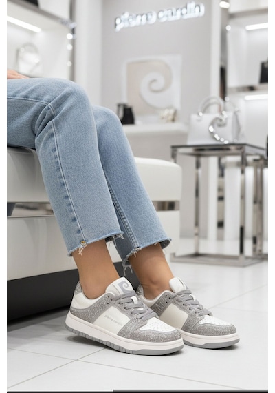 Pierre Cardin Beyaz Füme Bağcıklı Taş İşlemeli Hafif Kadın Sneaker Pcı-11505 G Beyaz