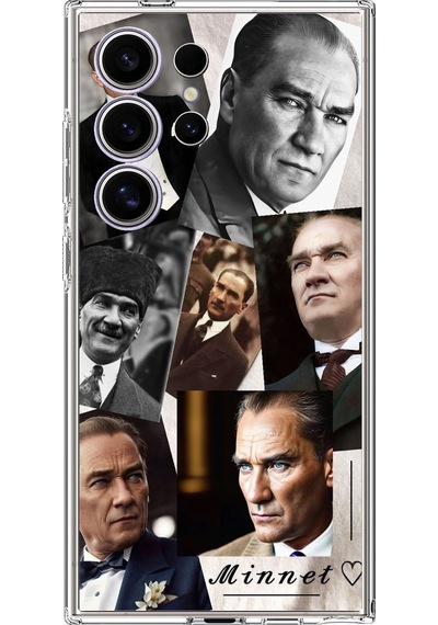 Samsung Galaxy S24 Ultra Uyumlu Atatürk Minnet Baskılı Silikon Kılıf Renkli
