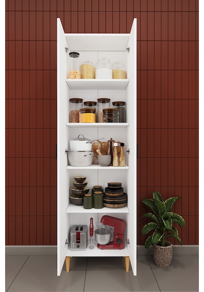Modern 2 Kapaklı Çok Amaçlı Mutfak Banyo Dolabı %100 Mdf Erzak Kiler Dolabı Fd03 Beyaz