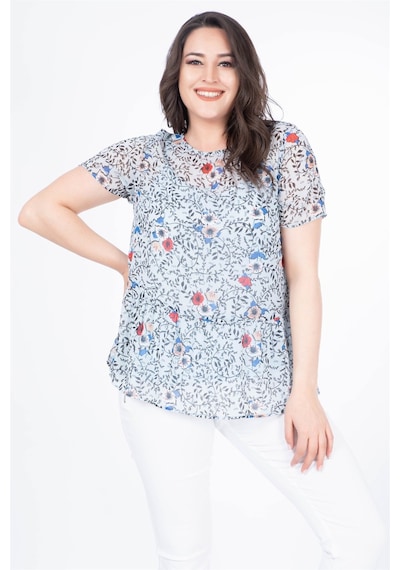 Myline Astarlı Şifon Bluz-565 Açık Mavi