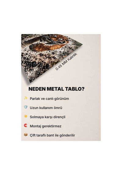 Kaplan A3 Metal Tablo Bengal Kaplanı, Tropikal Orman Ve Vahşi Hayvan Dekoratif Duvar Tablosu Çok Renkli - 937548879 Çok Renkli - 937548879 Çok Renkli