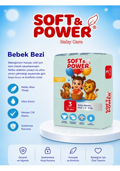 Bebek Bezi No:3 5-9 Kilo Midi 34'lü 10 Paket 3 Numara