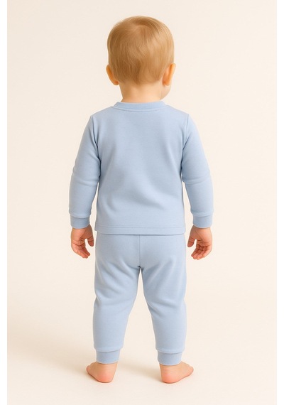 Aden Kids Çocuk Mevsimlik Penye Pijama Takımı Bebek Mavi