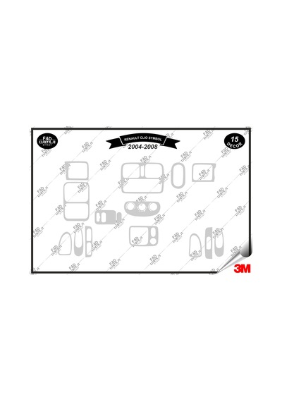 Renault Clio Symbol 2004-2008 Torpido Konsol Trim Göğüs Maun Kaplama Set 15 Parça Gümüş Renk